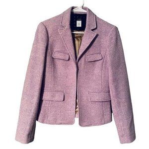 J Crew 100% Wool Herringbone Women’s Blazer Tweed Vintage Lilac Jacket Size 2